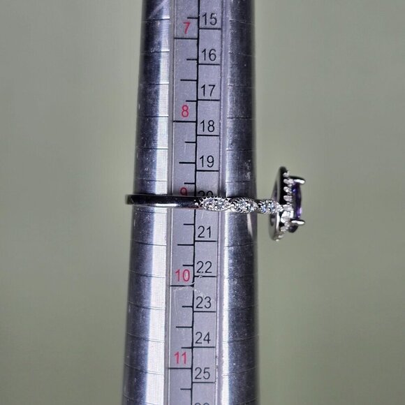 Pear-Cut Simulated Alexandrite & CZ Sterling Silver Ring Size 9 (NWOT)‎ - Picture 7 of 7